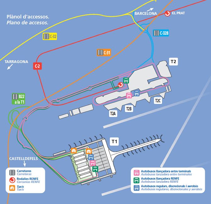 Plan du terminal 1 aéroport El Prat Barcelone